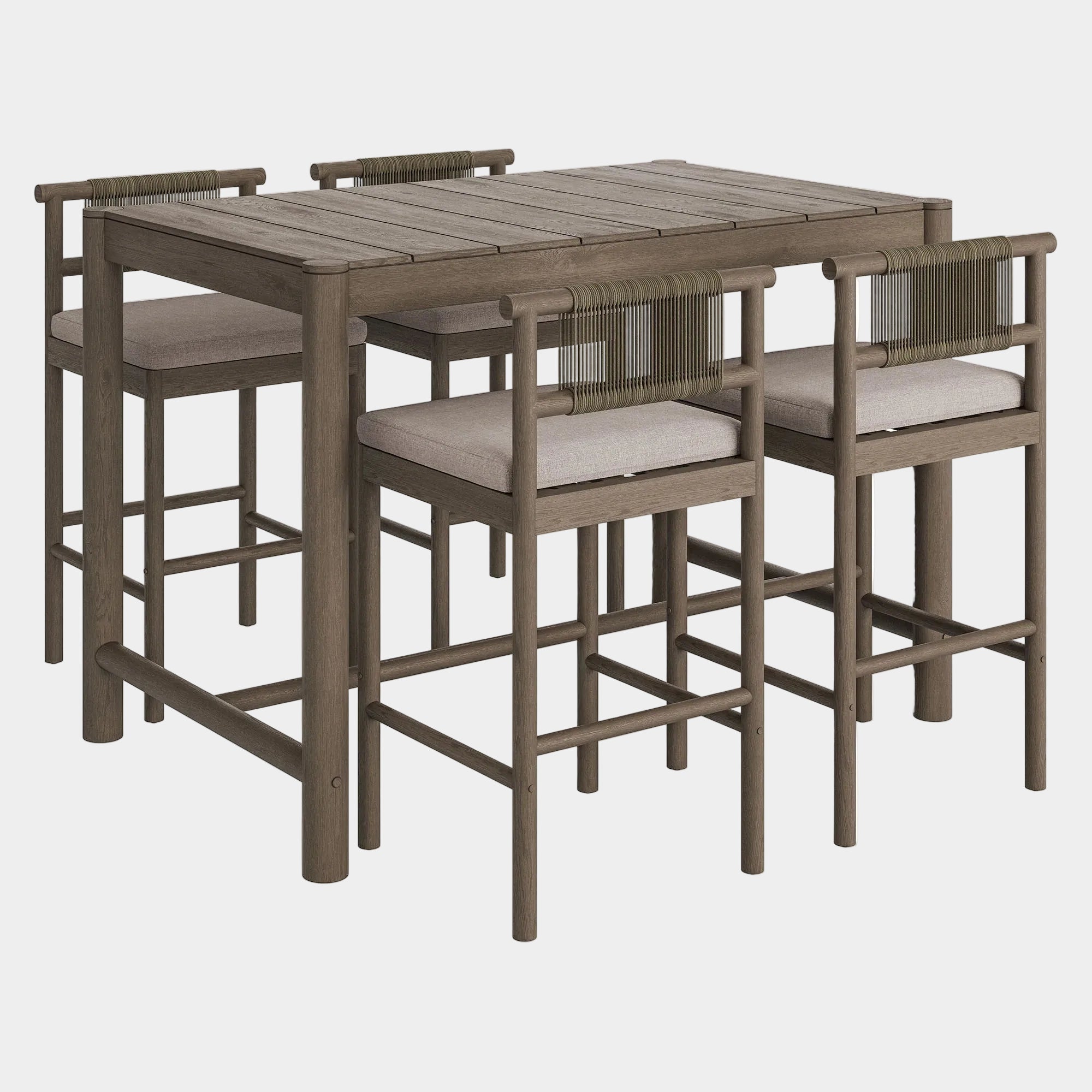 Eleni 5-Piece Outdoor Teak Wood Bar Set