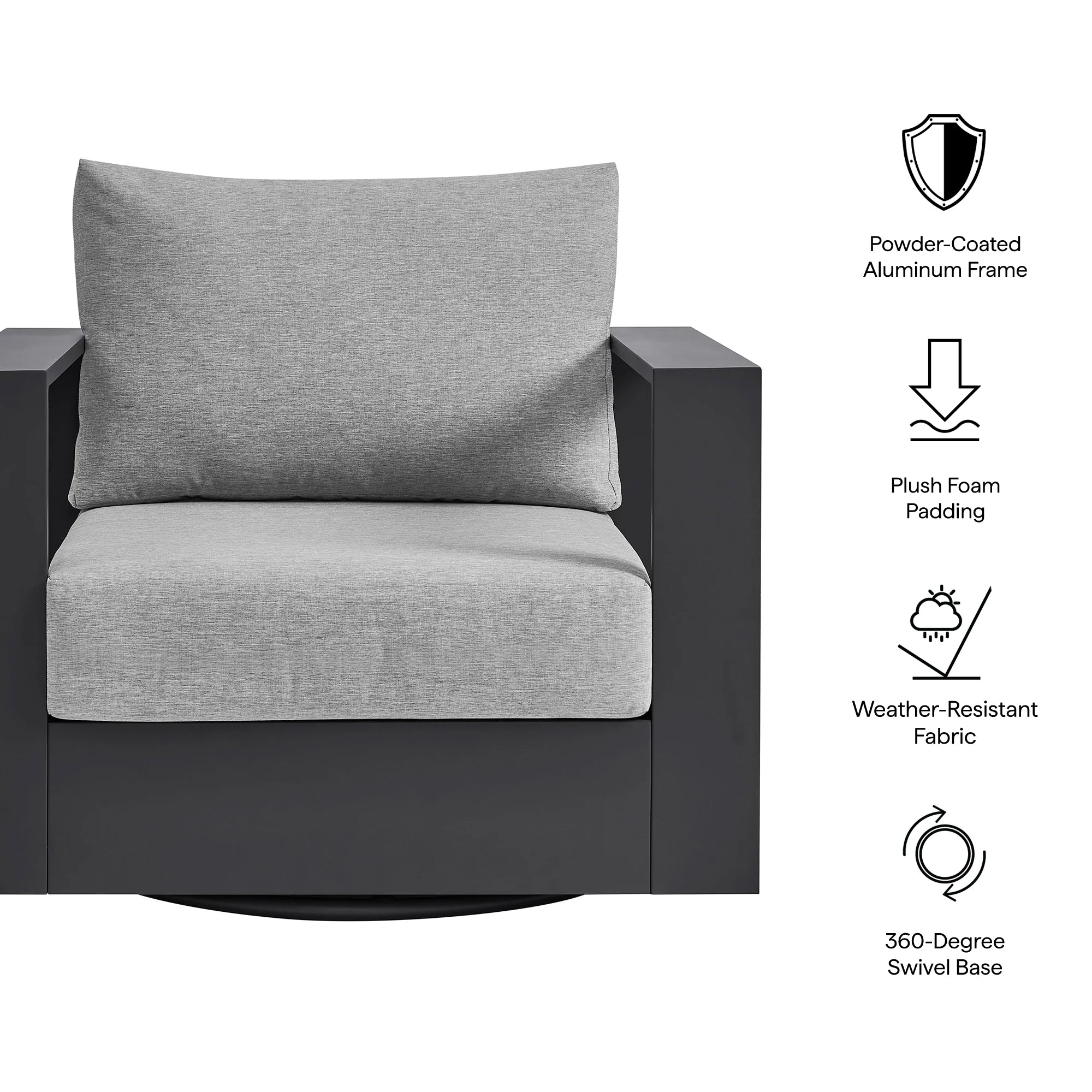 Tahoe Outdoor Powder-Coated Aluminum Swivel Armchair
