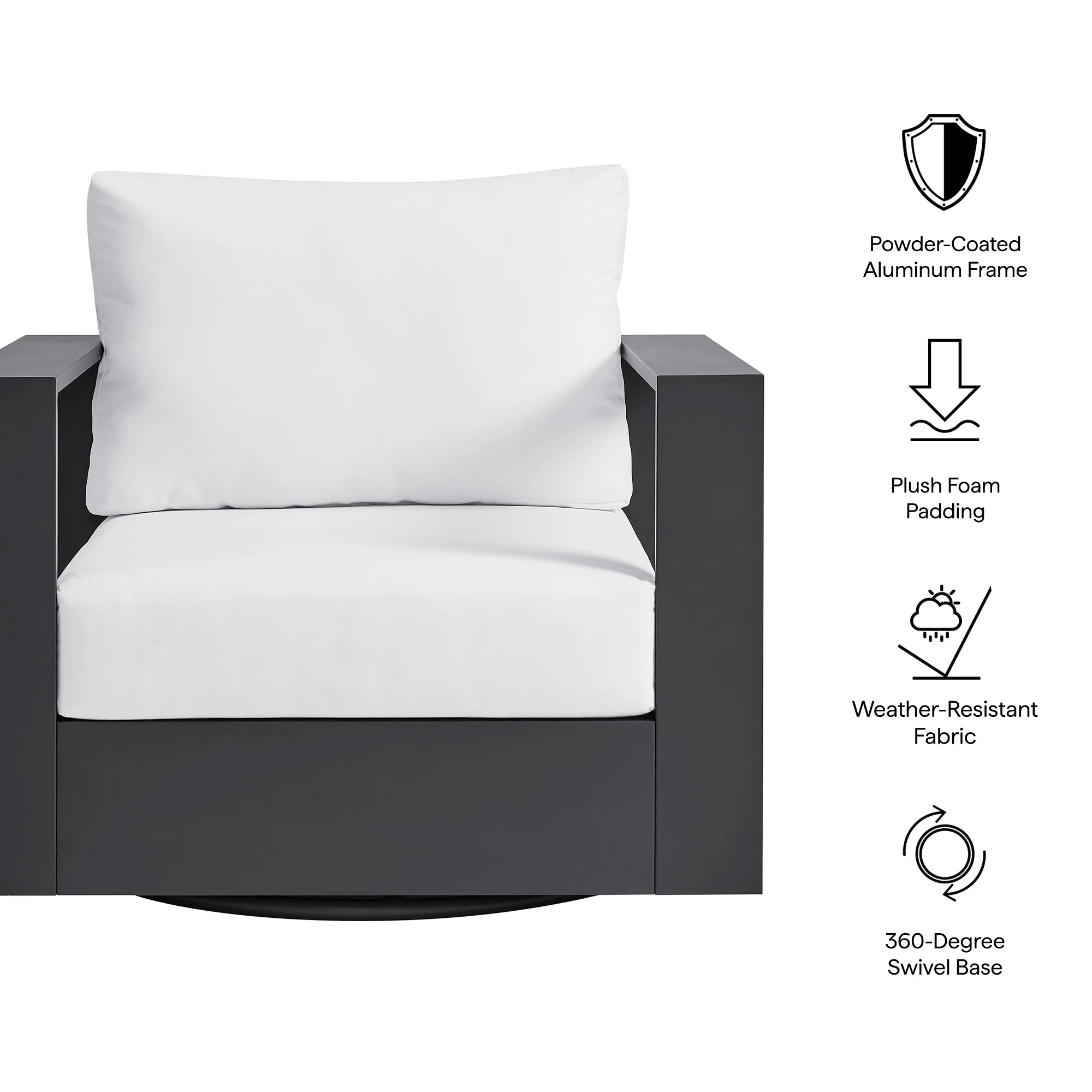 Tahoe Outdoor Powder-Coated Aluminum Swivel Armchair