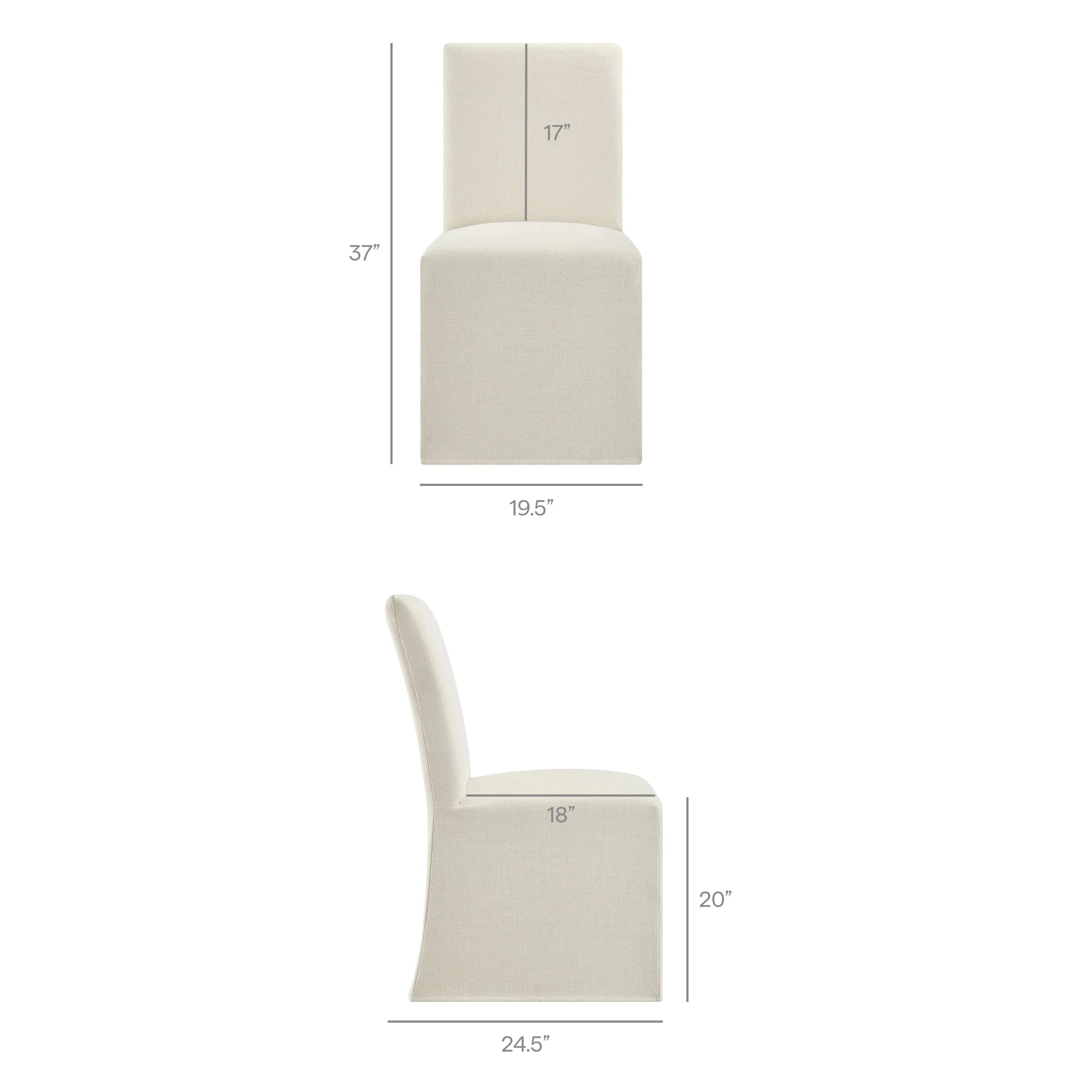 Aster Slub Weave Fabric Slipcovered Dining Chairs Set of 2