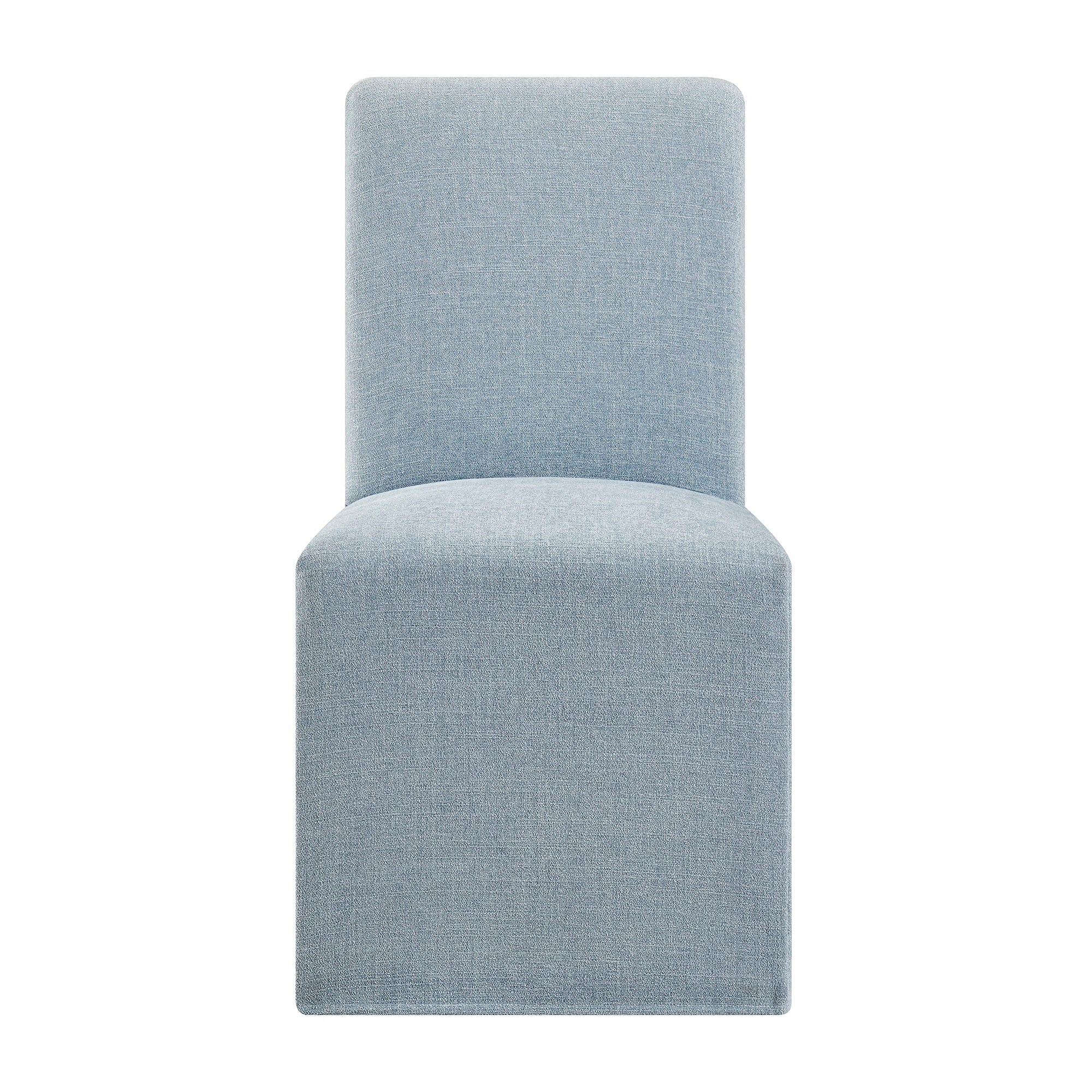 Aster Slub Weave Fabric Slipcovered Dining Chairs Set of 2