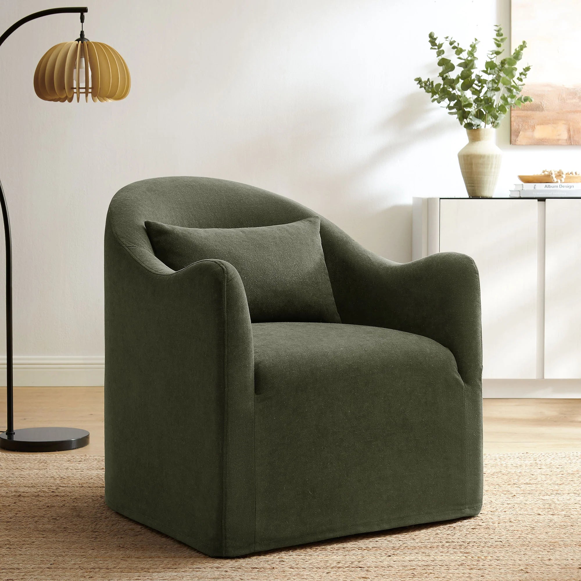 Bardot Slipcovered Linen Blend Accent Chair