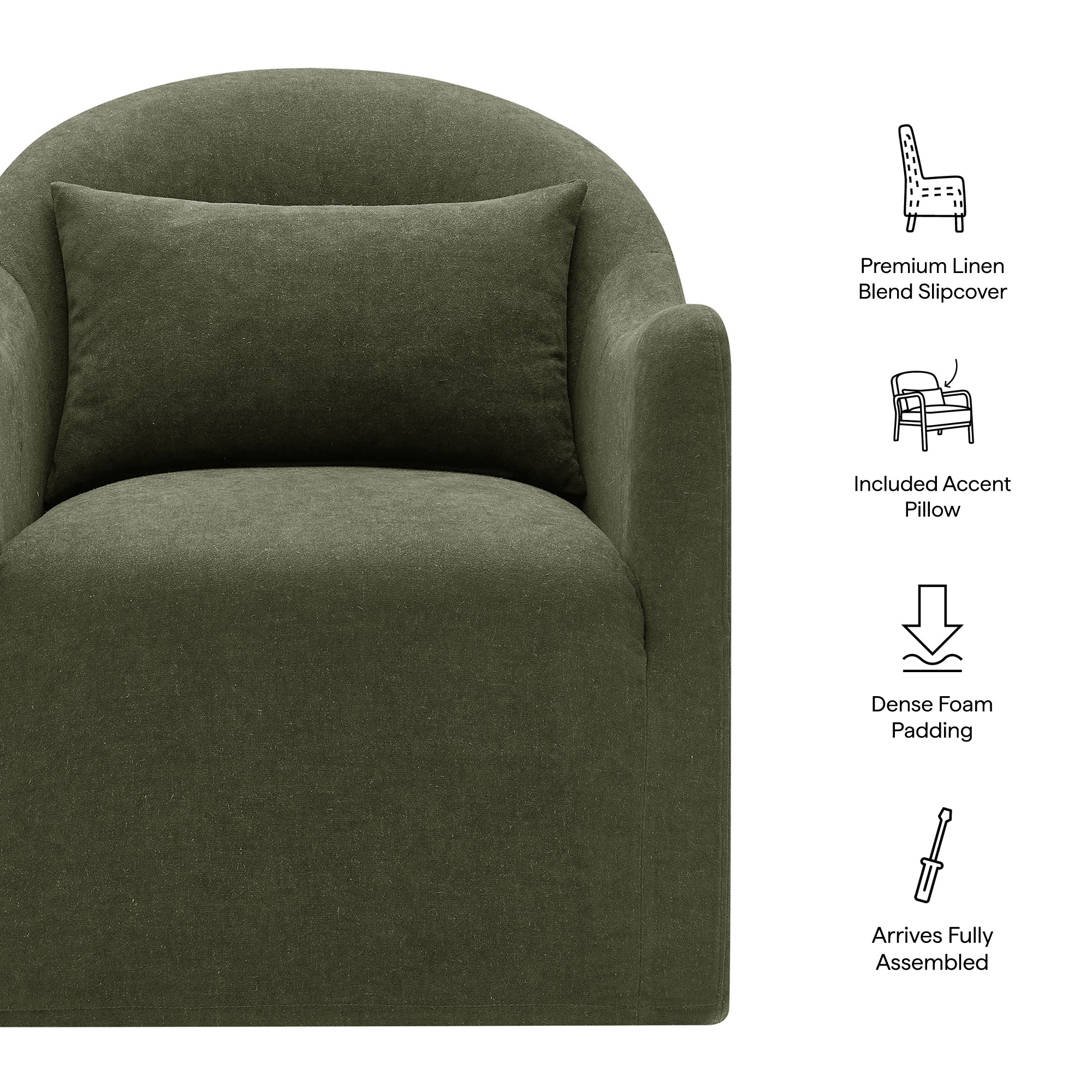 Bardot Slipcovered Linen Blend Accent Chair