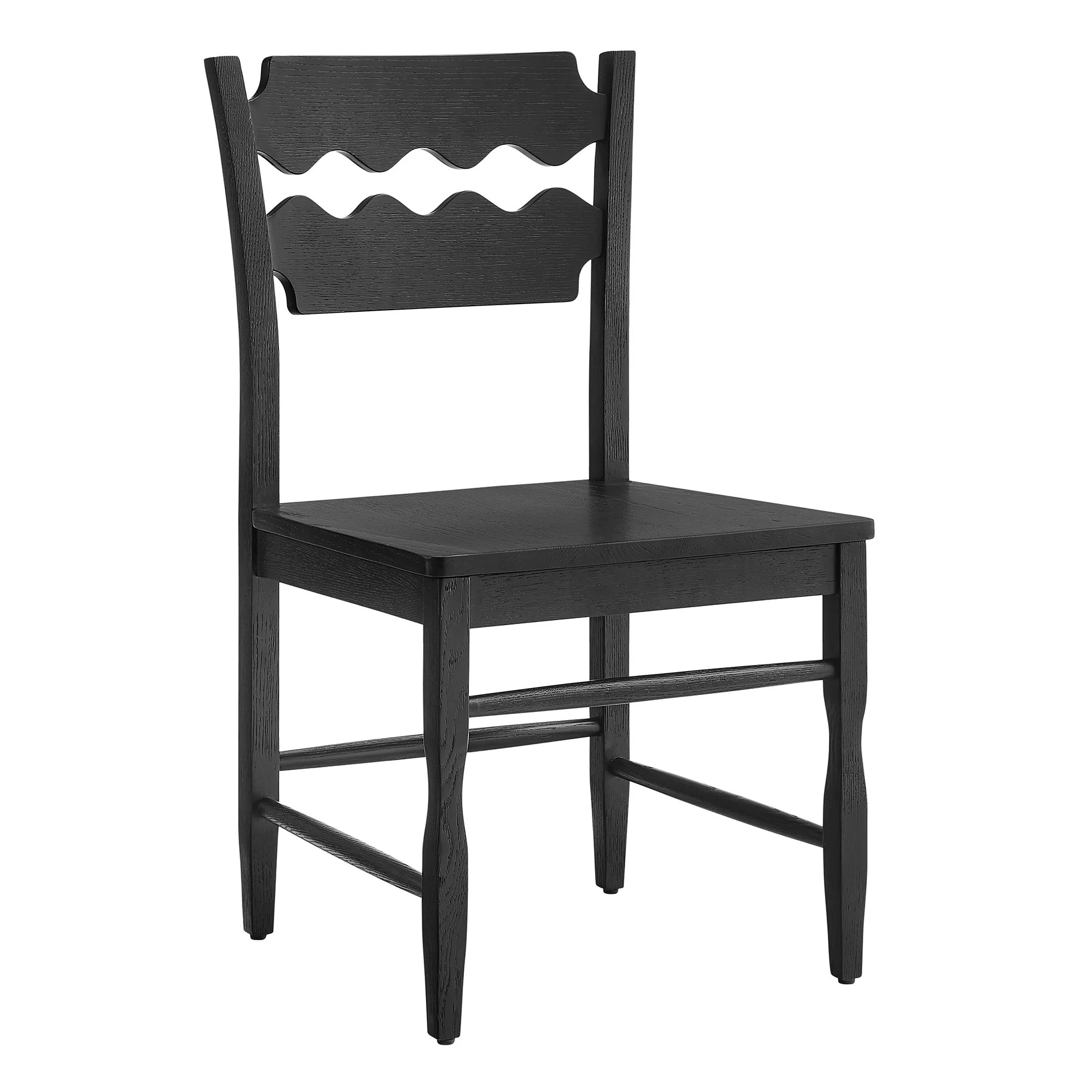 Jax Oak Wood Dining Chair With Wavy Razor Back Set of 2