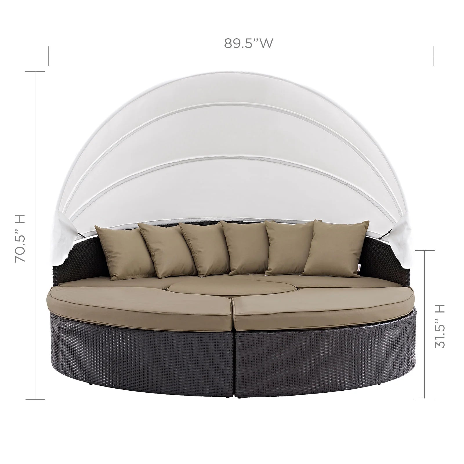 Quest Outdoor Patio Wicker Rattan Canopy Sectional Daybed