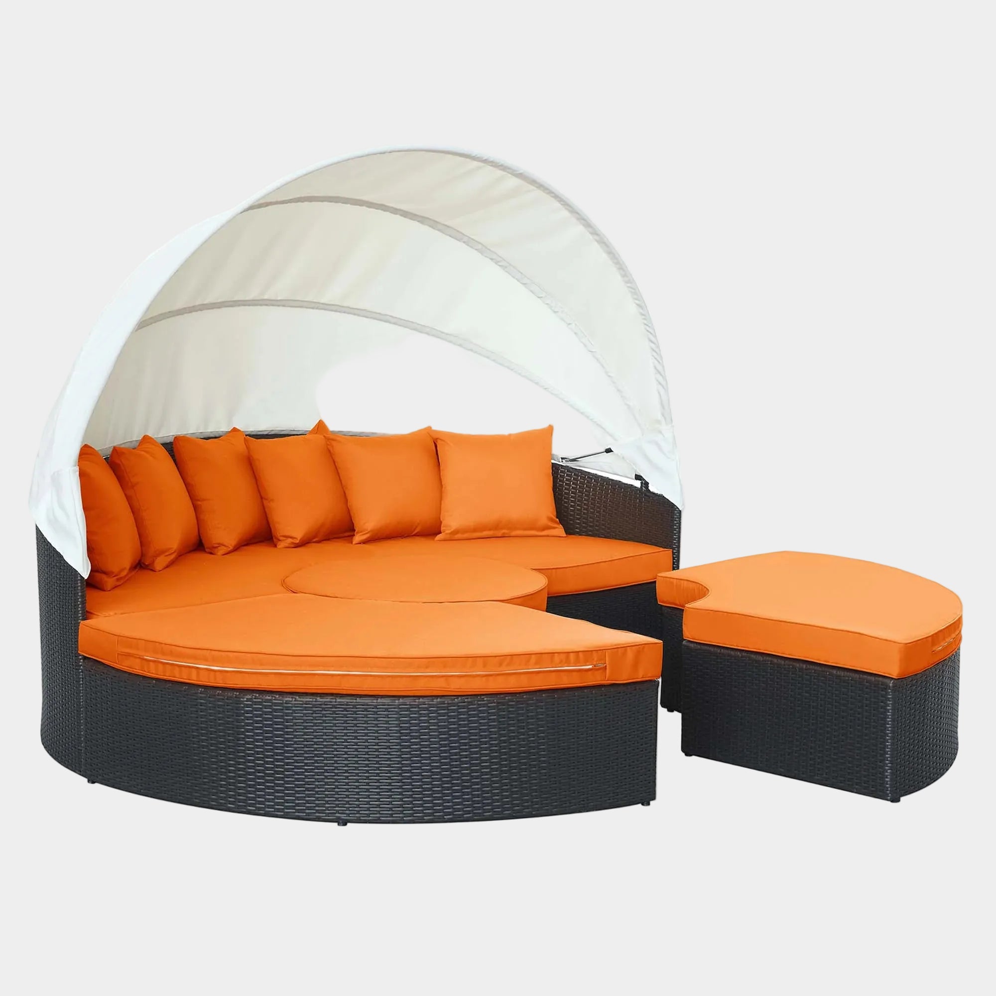 Quest Outdoor Patio Wicker Rattan Canopy Sectional Daybed