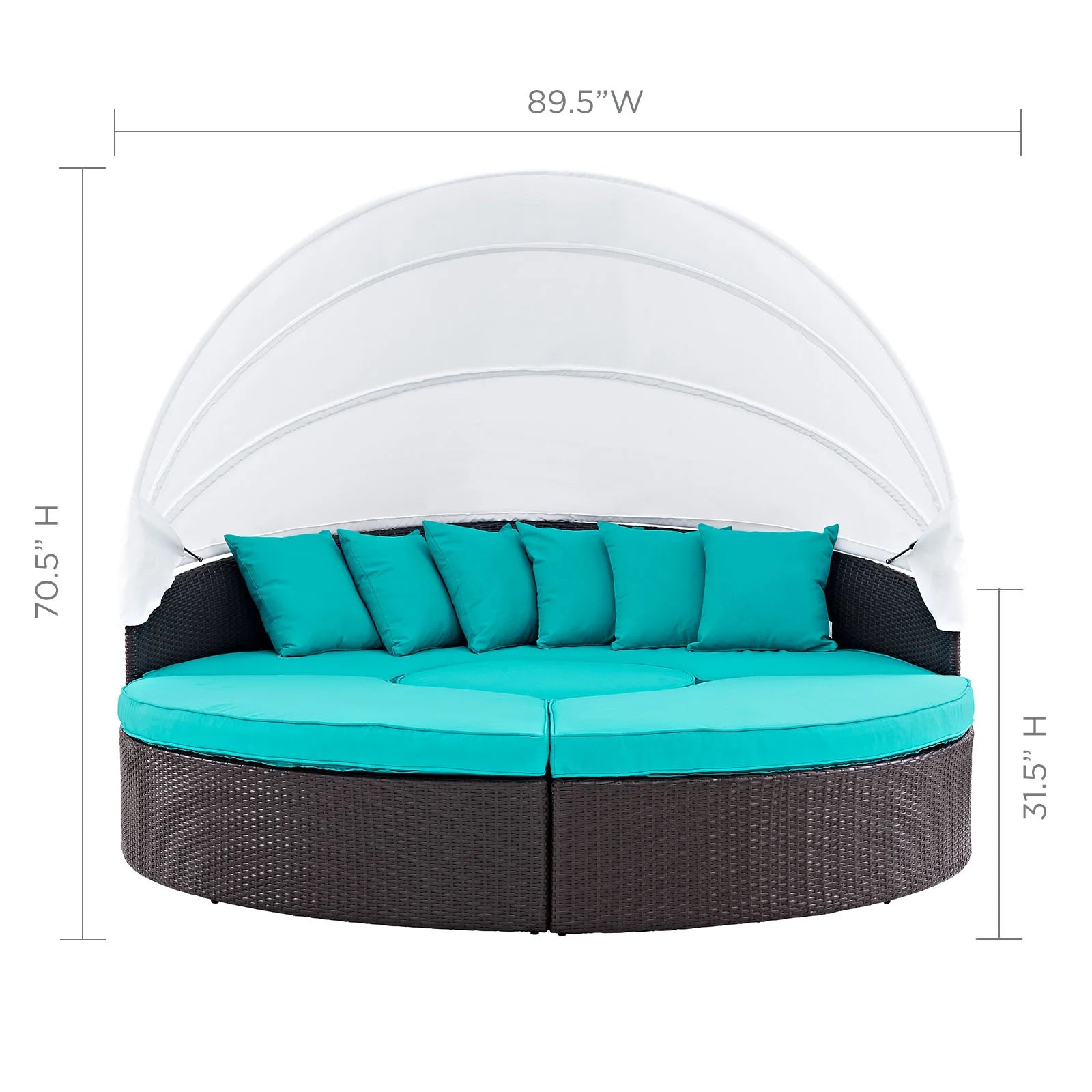 Quest Outdoor Patio Wicker Rattan Canopy Sectional Daybed