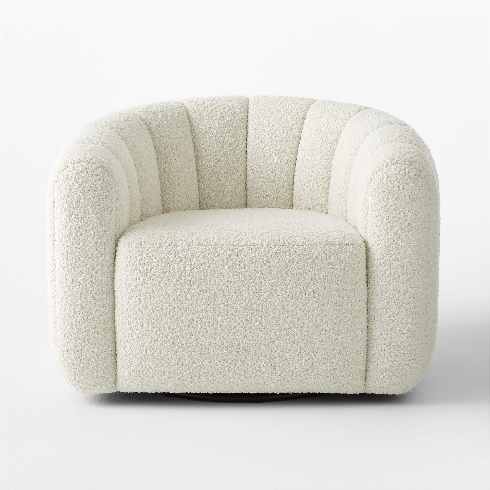 Fitz Channeled White Boucle Swivel Chair