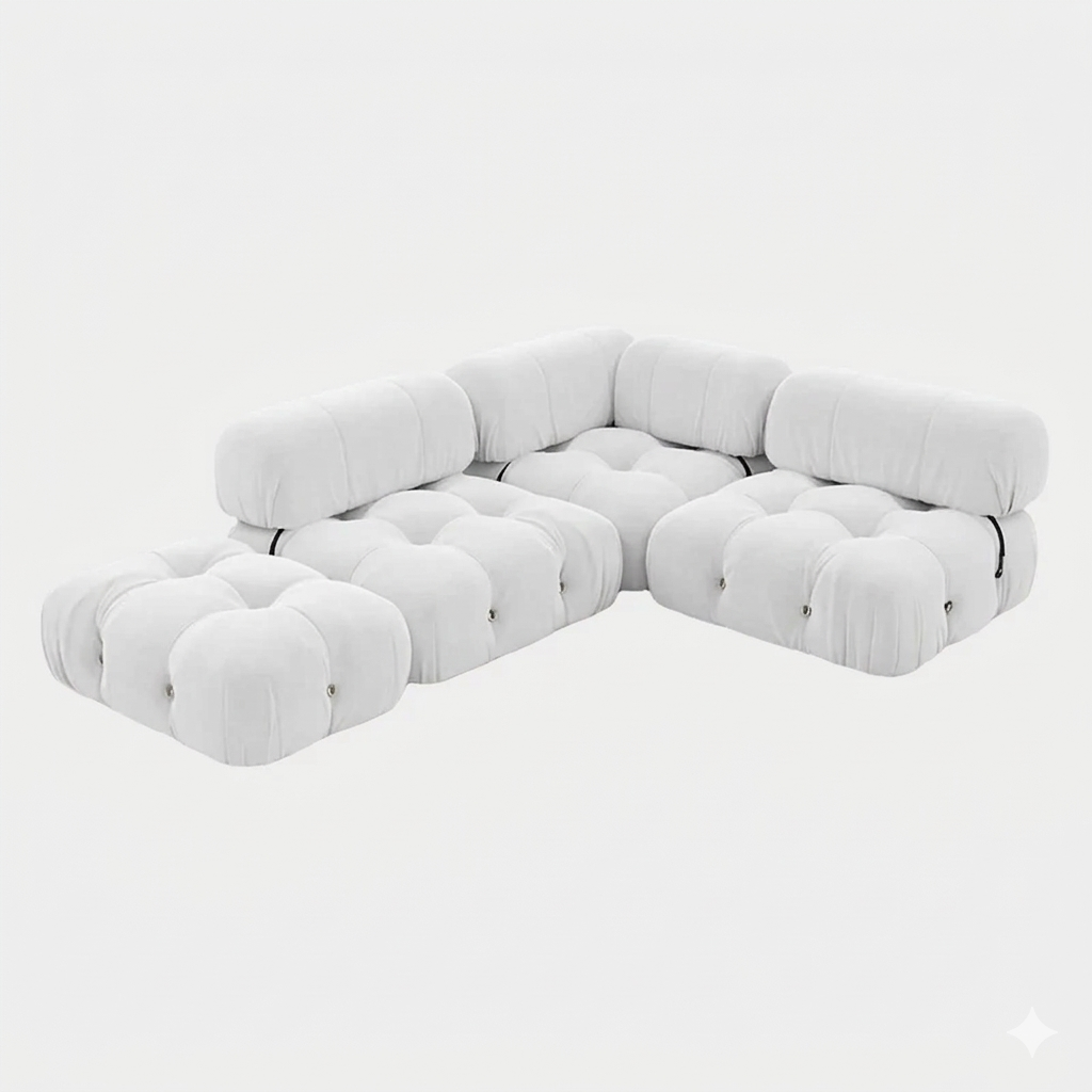 Mario Bellini Velvet Sofa with Ottoman