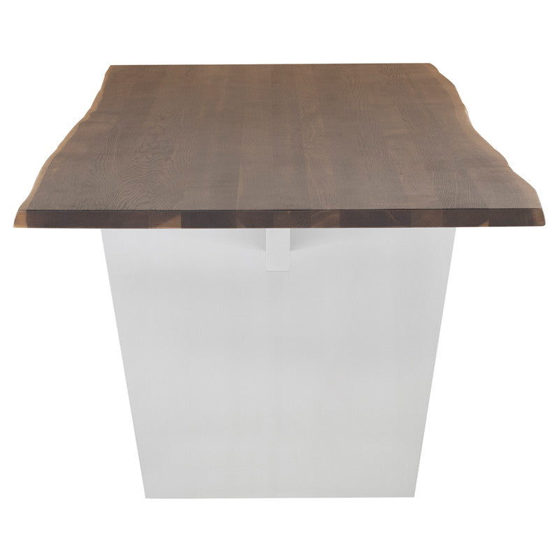 Table à manger Aiden (plateau en chêne brûlé avec pieds en acier inoxydable brossé)