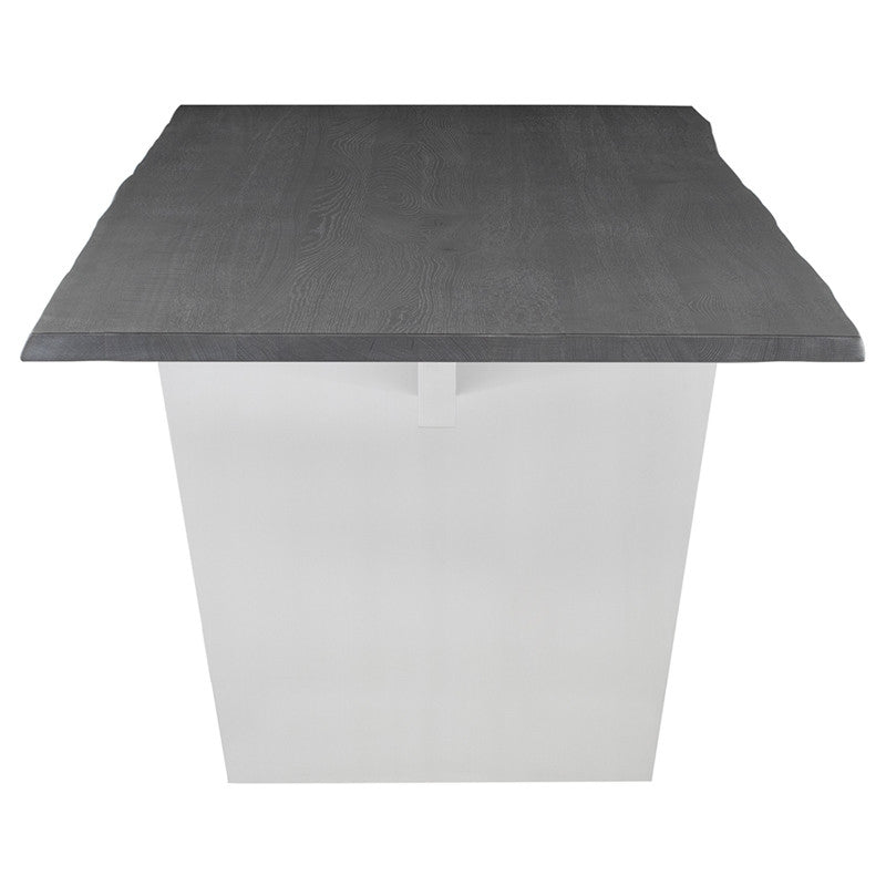 Table à manger Aiden (plateau en chêne gris oxydé avec pieds en acier inoxydable brossé)