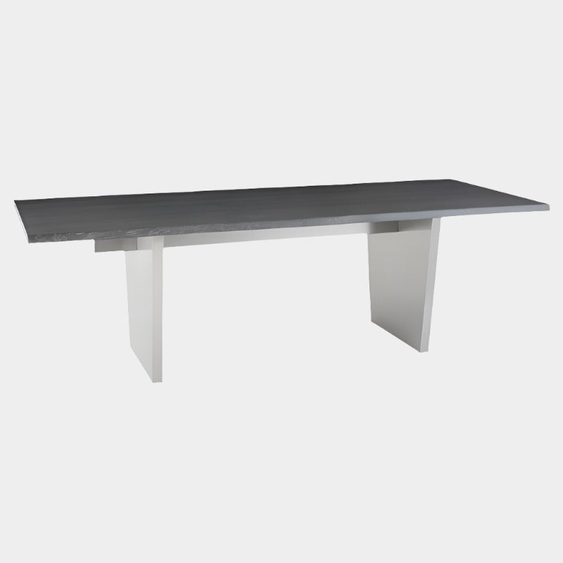 Table à manger Aiden (plateau en chêne gris oxydé avec pieds en acier inoxydable brossé)
