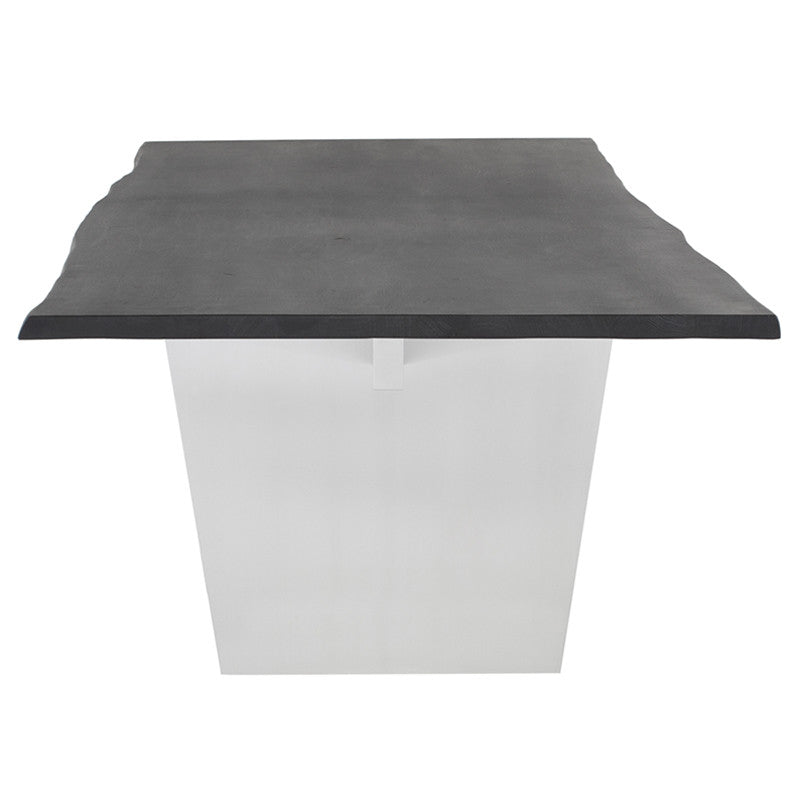 Table à manger Aiden (plateau en chêne gris oxydé avec pieds en acier inoxydable brossé)