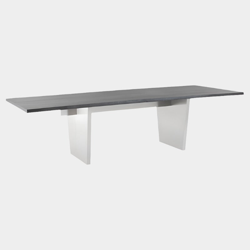 Table à manger Aiden (plateau en chêne gris oxydé avec pieds en acier inoxydable brossé)