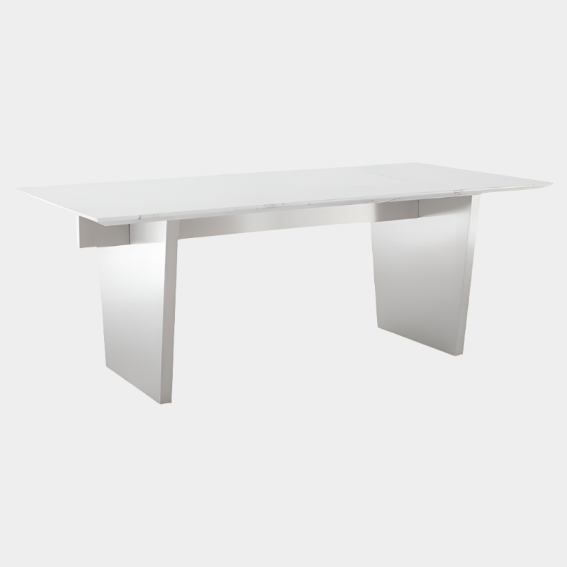 Table à manger Aiden (plateau en marbre blanc avec pieds en acier inoxydable brossé)