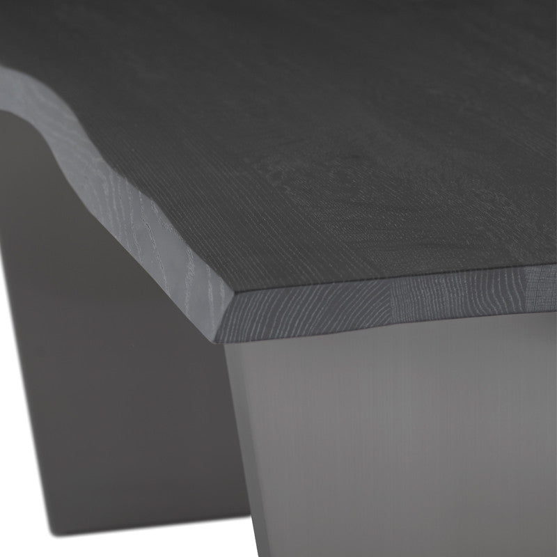 Table à manger Aiden (plateau en chêne gris oxydé avec pieds en acier inoxydable brossé)
