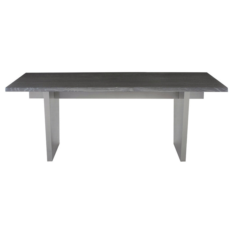 Table à manger Aiden (plateau en chêne gris oxydé avec pieds en acier inoxydable brossé)