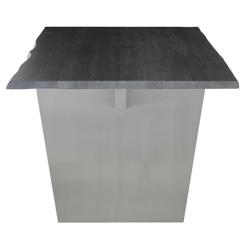 Table à manger Aiden (plateau en chêne gris oxydé avec pieds en acier inoxydable brossé)