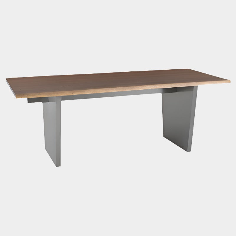 Table à manger Aiden (plateau en chêne brûlé avec pieds en acier inoxydable brossé)