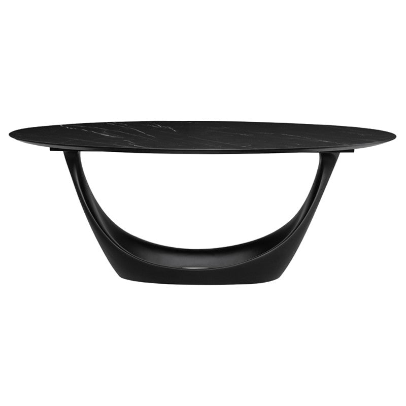 Table à manger Montana (plateau en céramique noire)