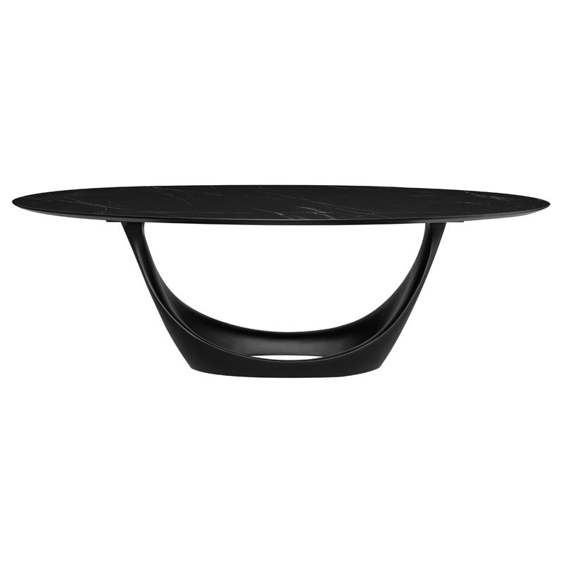 Table à manger Montana (plateau en céramique noire)