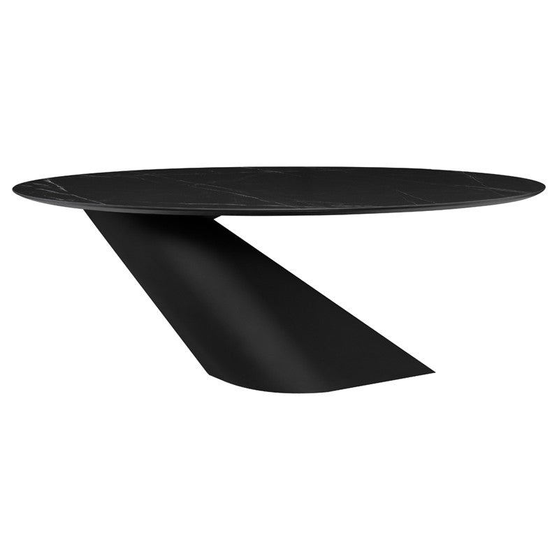 Table à manger Oblo (plateau en céramique noire)