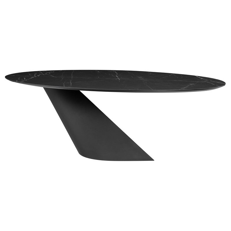 Table à manger Oblo (plateau en céramique noire)