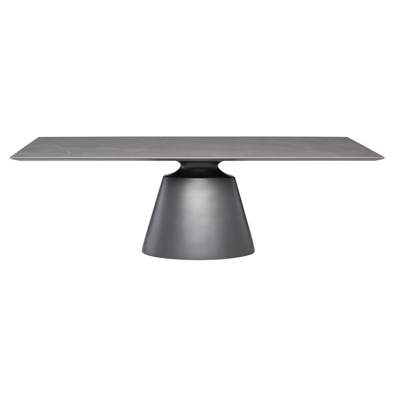 Table à manger rectangulaire Taji (plateau en céramique grise)