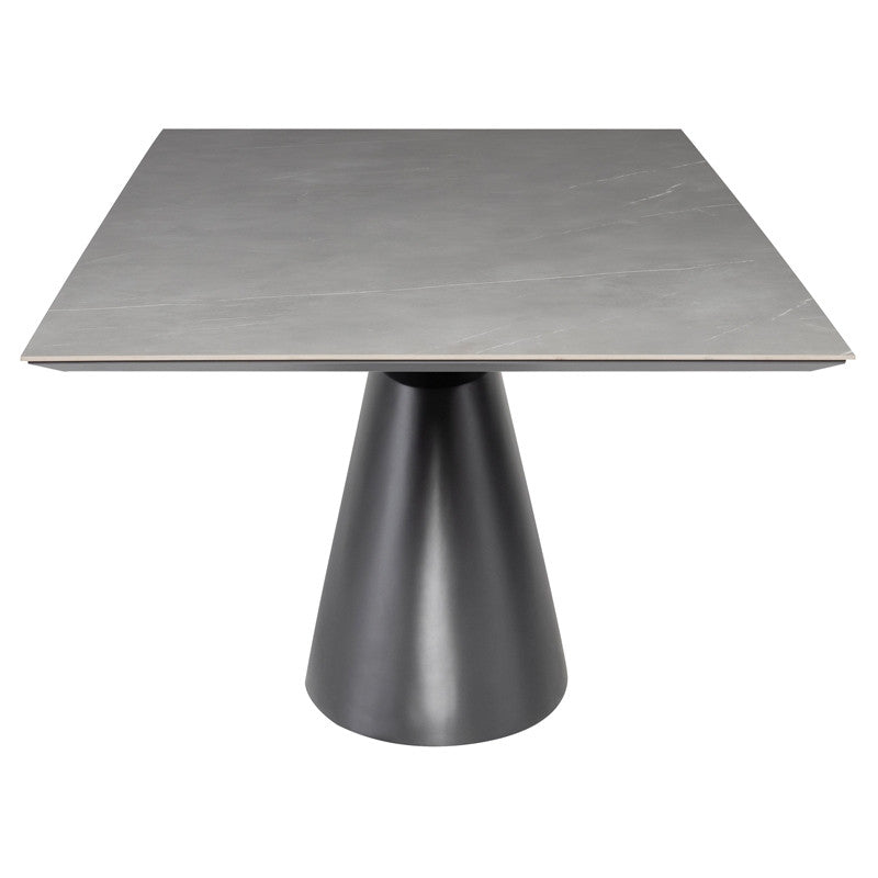 Table à manger rectangulaire Taji (plateau en céramique grise)