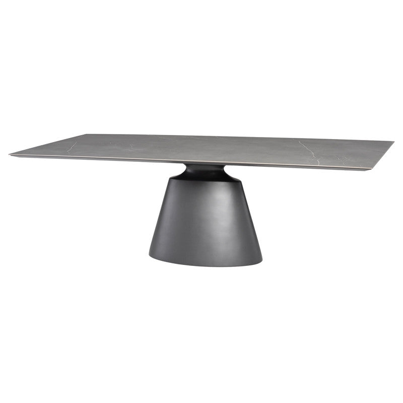 Table à manger rectangulaire Taji (plateau en céramique grise)
