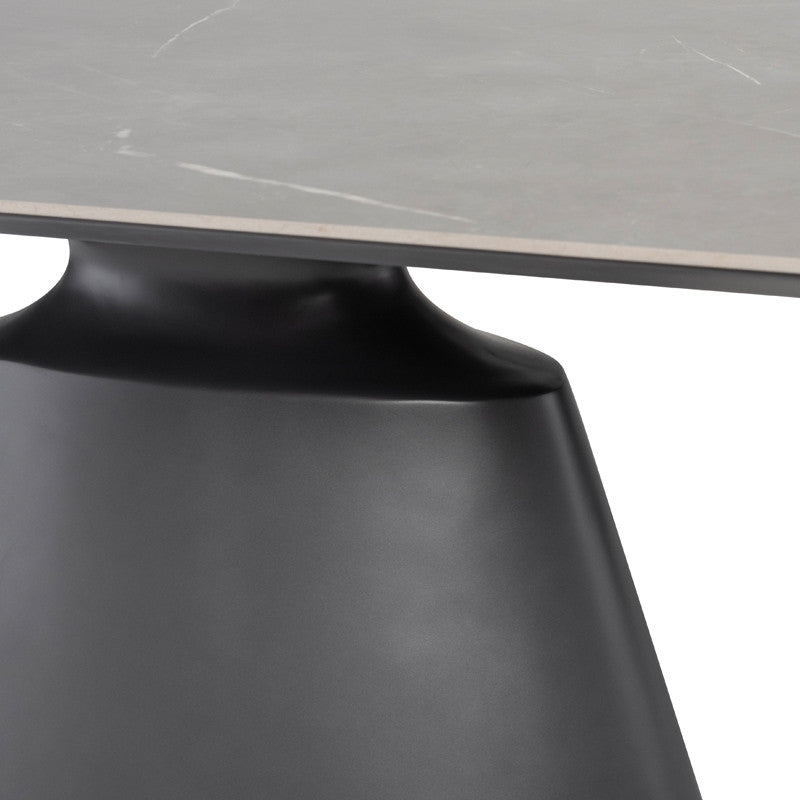 Table à manger rectangulaire Taji (plateau en céramique grise)