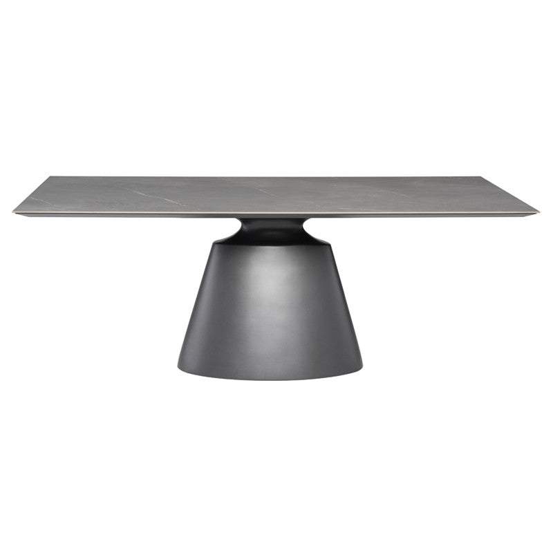 Table à manger rectangulaire Taji (plateau en céramique grise)