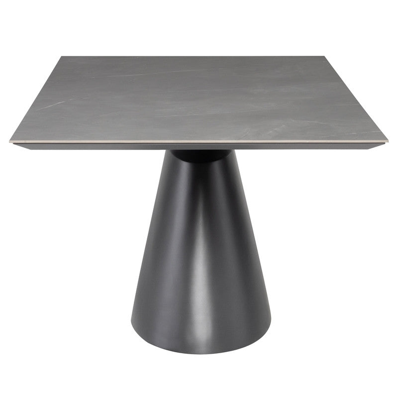 Table à manger rectangulaire Taji (plateau en céramique grise)