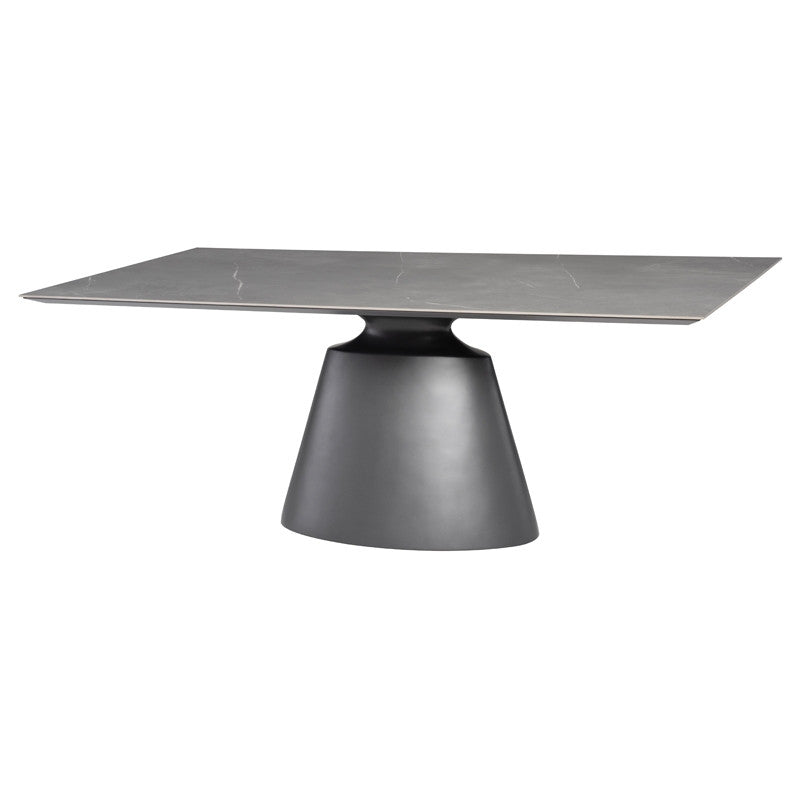 Table à manger rectangulaire Taji (plateau en céramique grise)