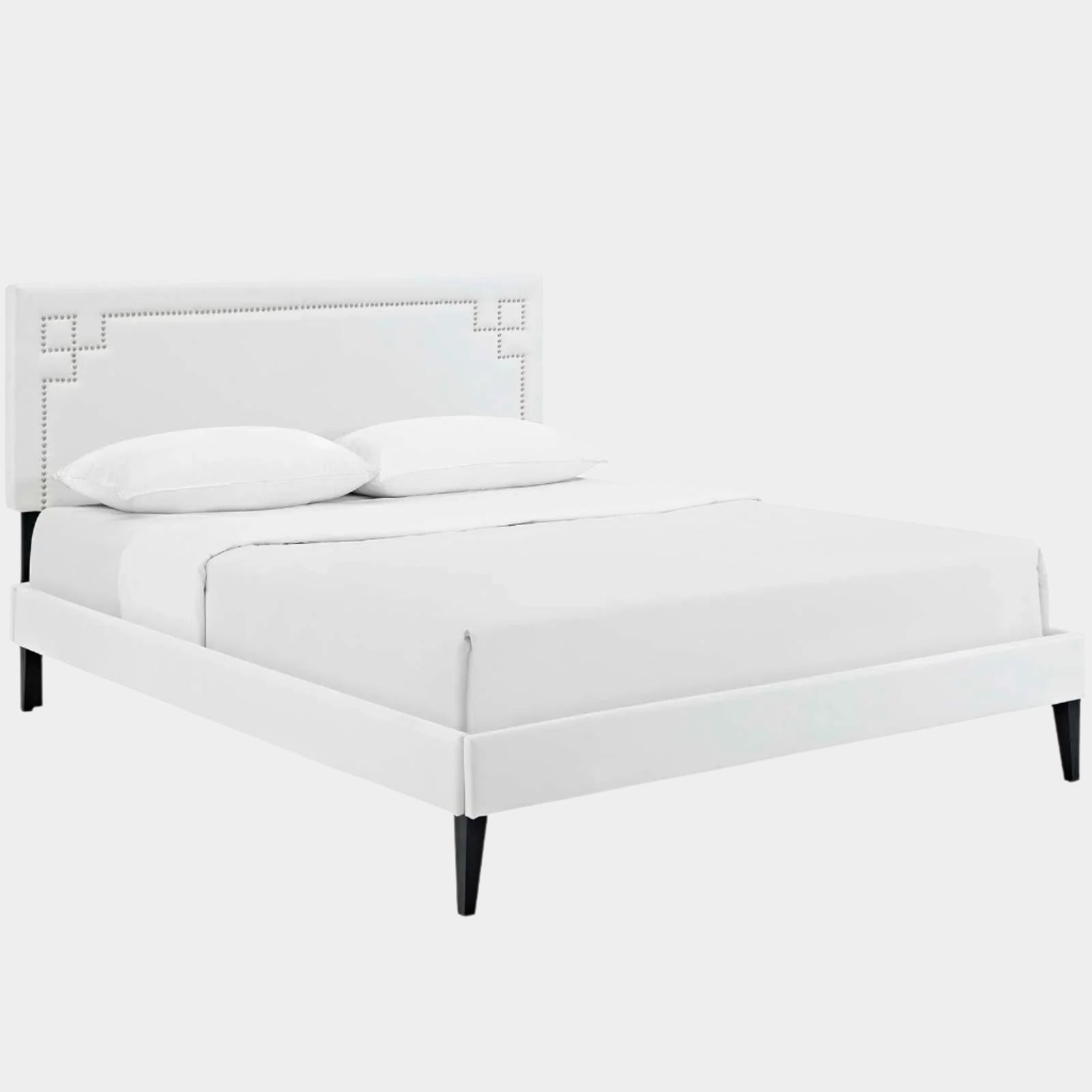 Josie Vinyl Queen Platform Bed with Squared Tapered Legs