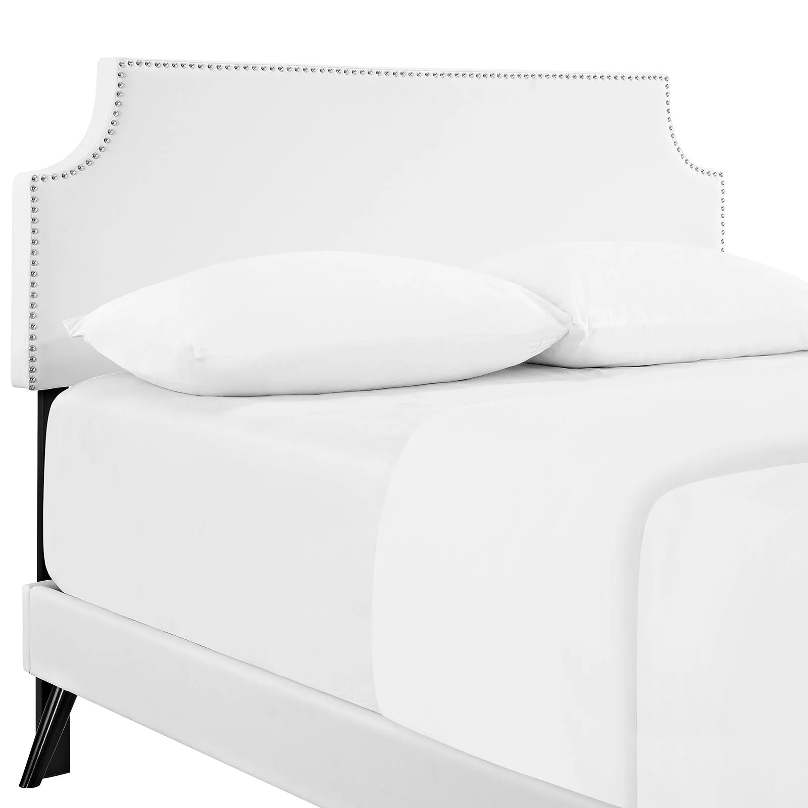 Laura Fabric Platform Bed with Round Splayed Legs