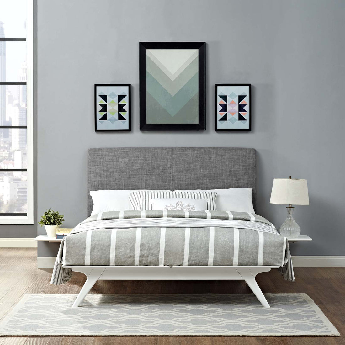 Tracy 3 Piece Full Bedroom Set in White Gray
