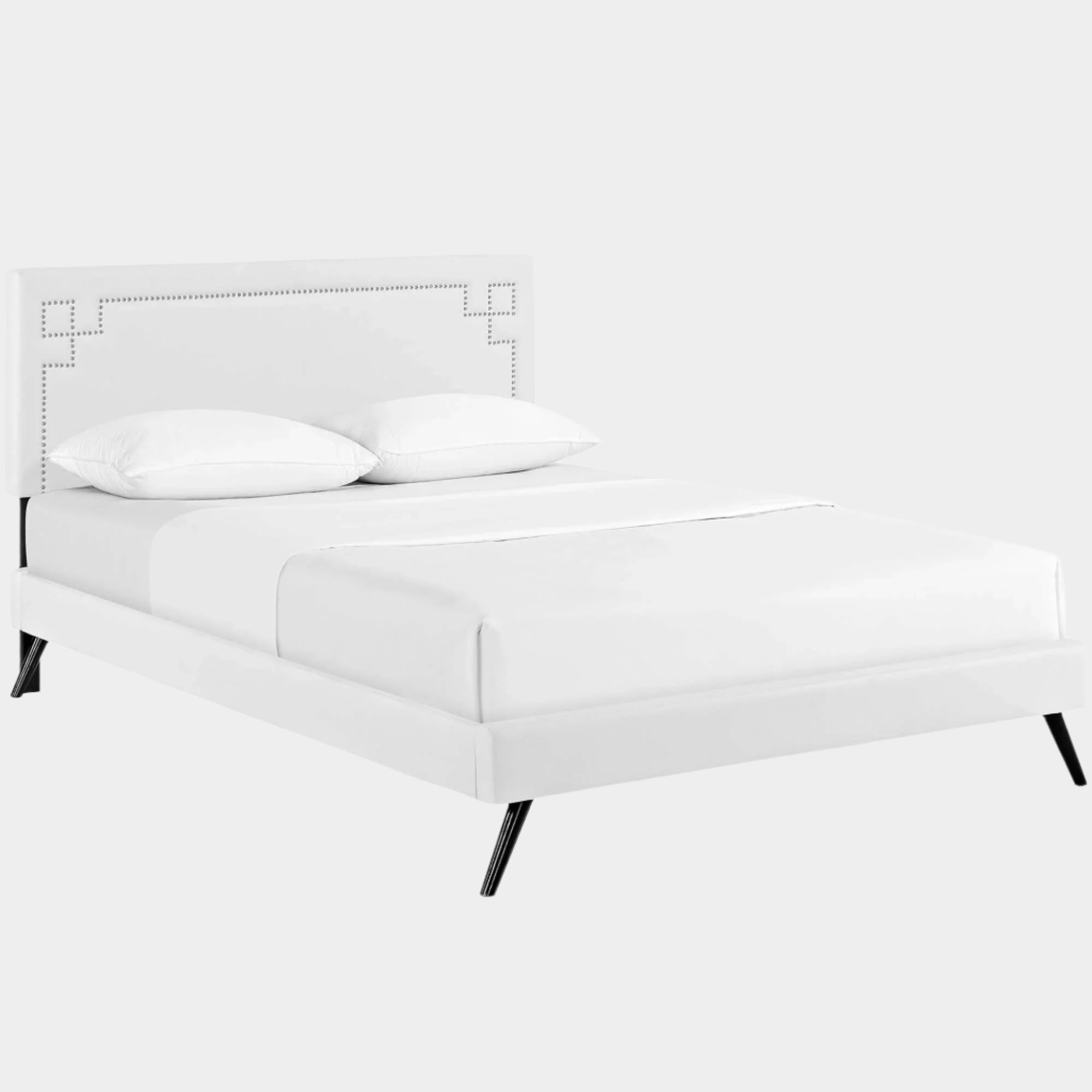 Ruthie Vinyl Platform Bed with Round Splayed Legs