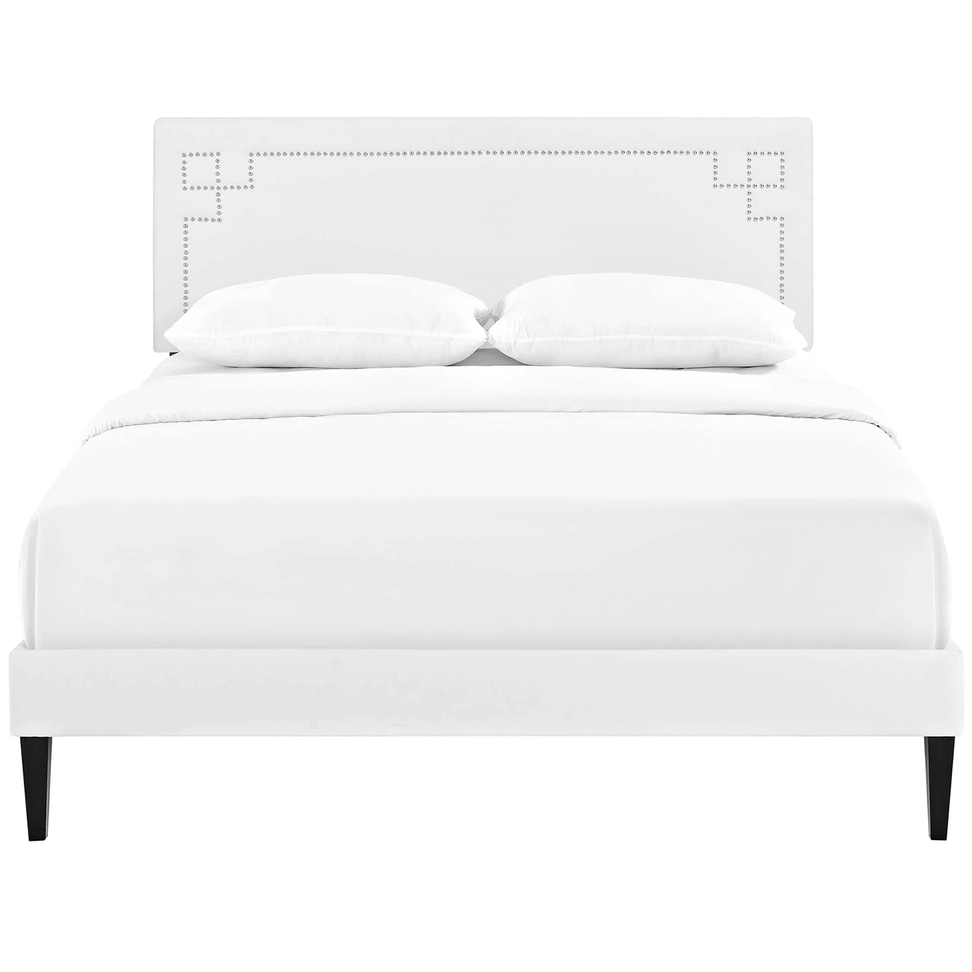 Ruthie Vinyl Platform Bed with Squared Tapered Legs