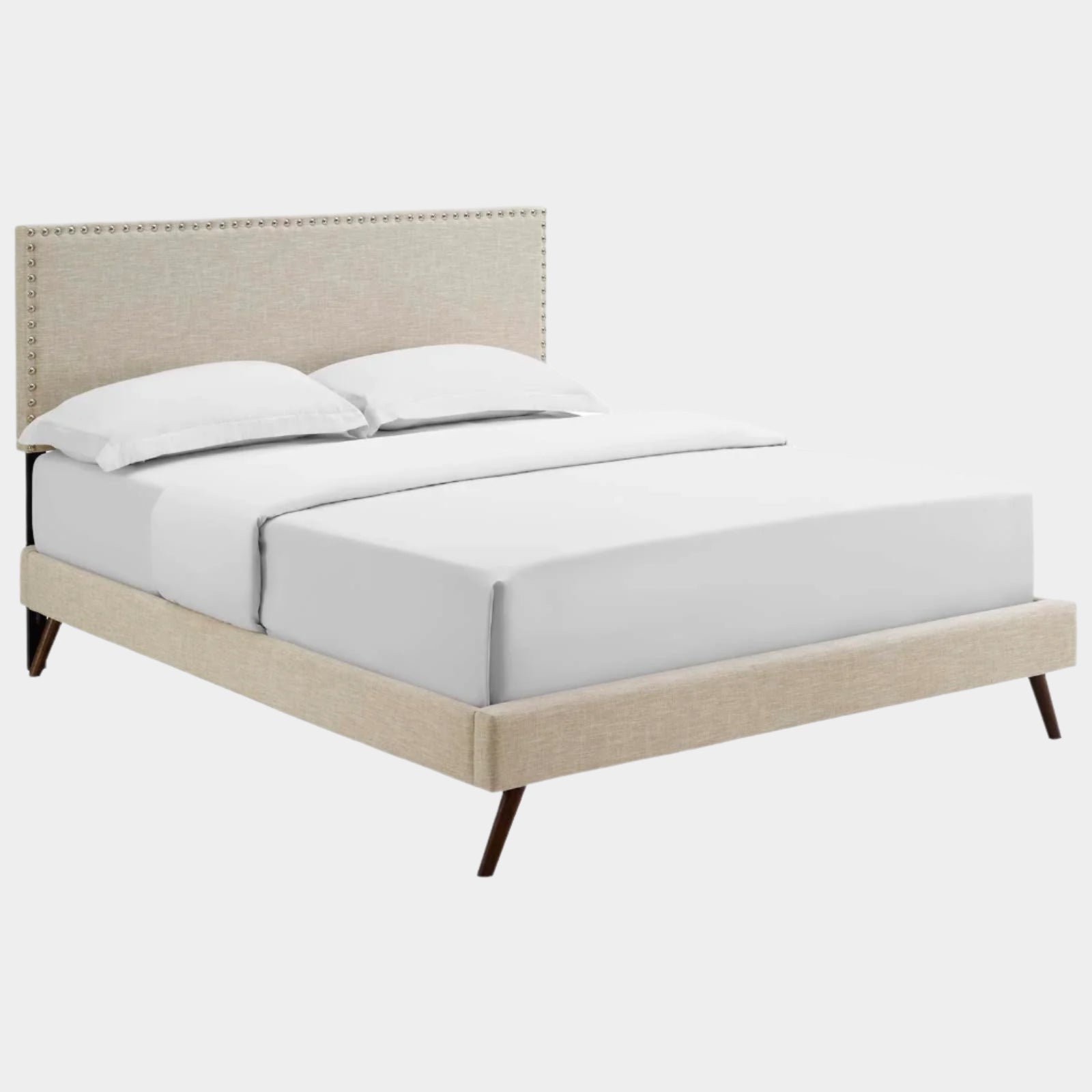 Macie Fabric Platform Bed with Round Splayed Legs