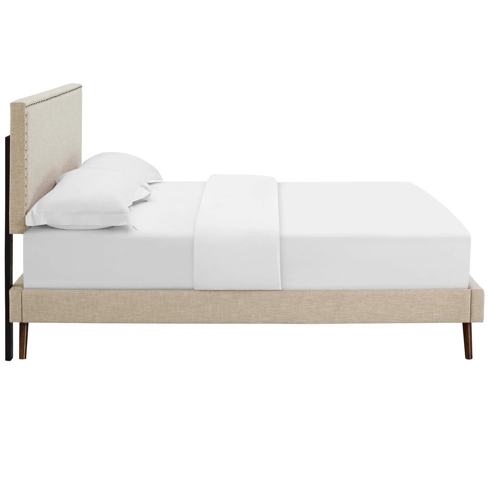 Macie Fabric Platform Bed with Round Splayed Legs