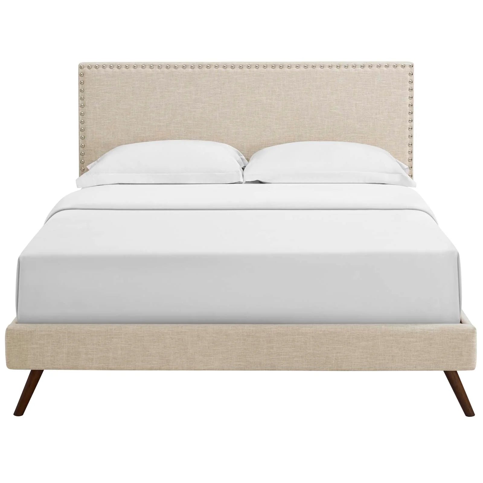 Macie Fabric Platform Bed with Round Splayed Legs