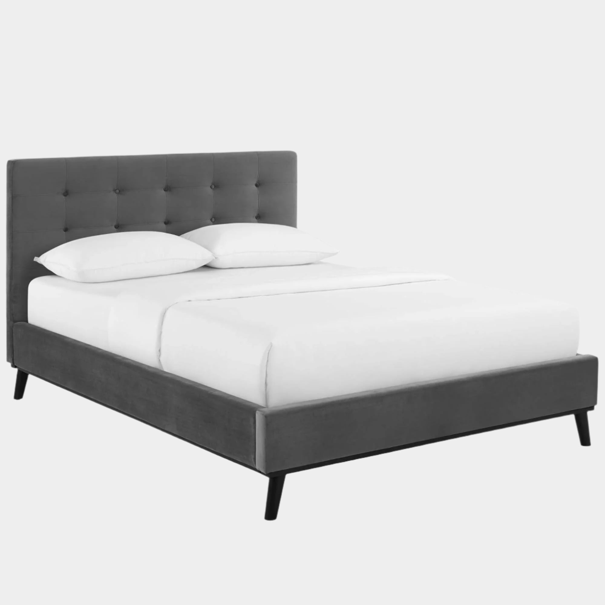 McKenzie Biscuit Tufted Upholstered Fabric Platform Bed