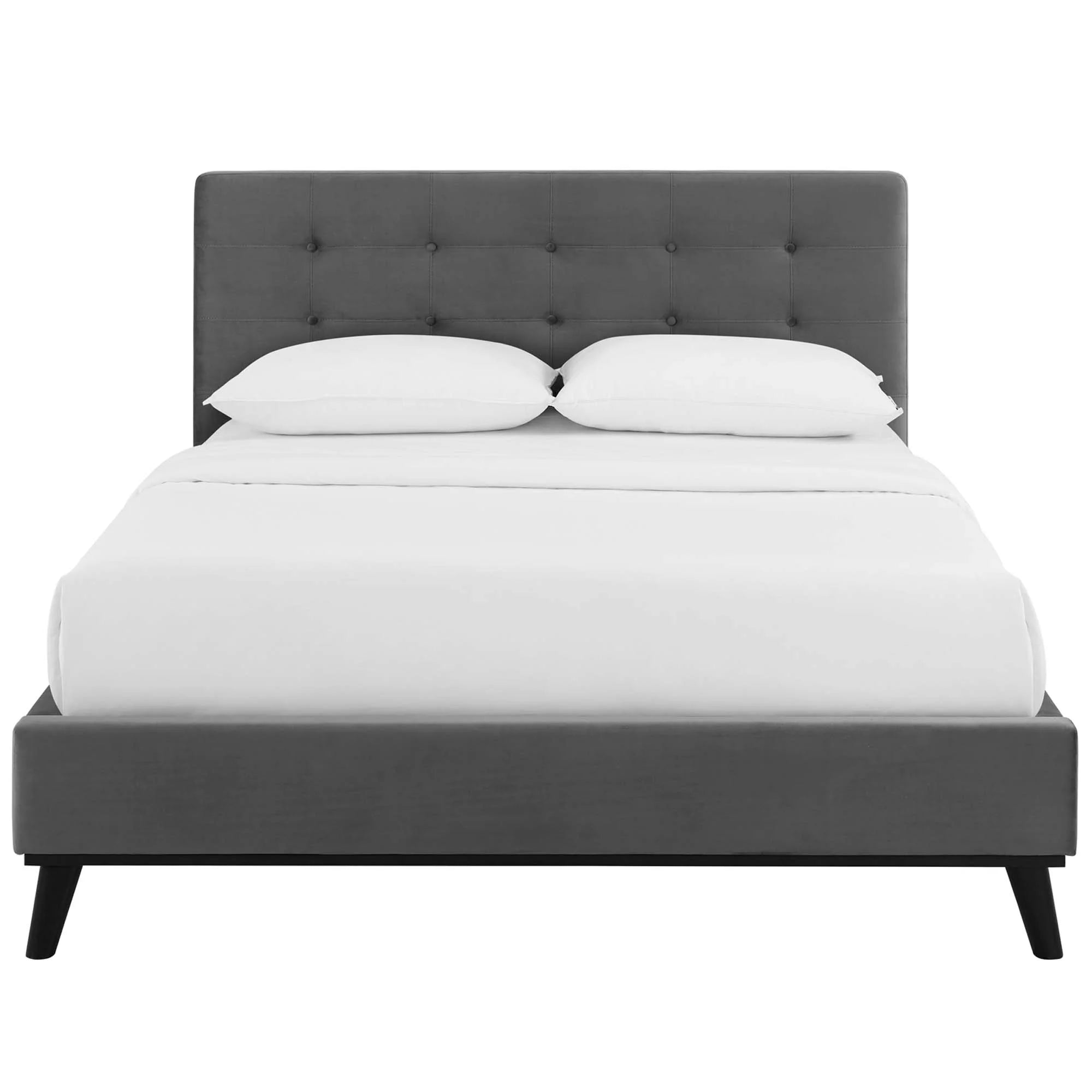 McKenzie Biscuit Tufted Upholstered Fabric Platform Bed