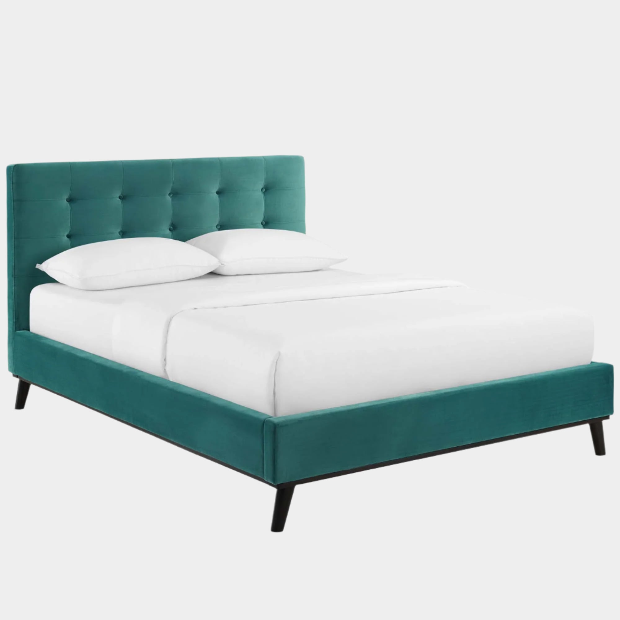 McKenzie Biscuit Tufted Upholstered Fabric Platform Bed