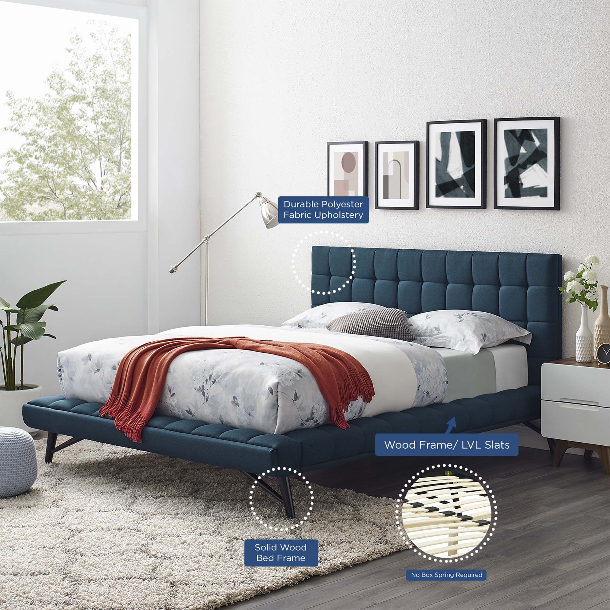 Julia Biscuit Tufted Performance Velvet Platform Bed