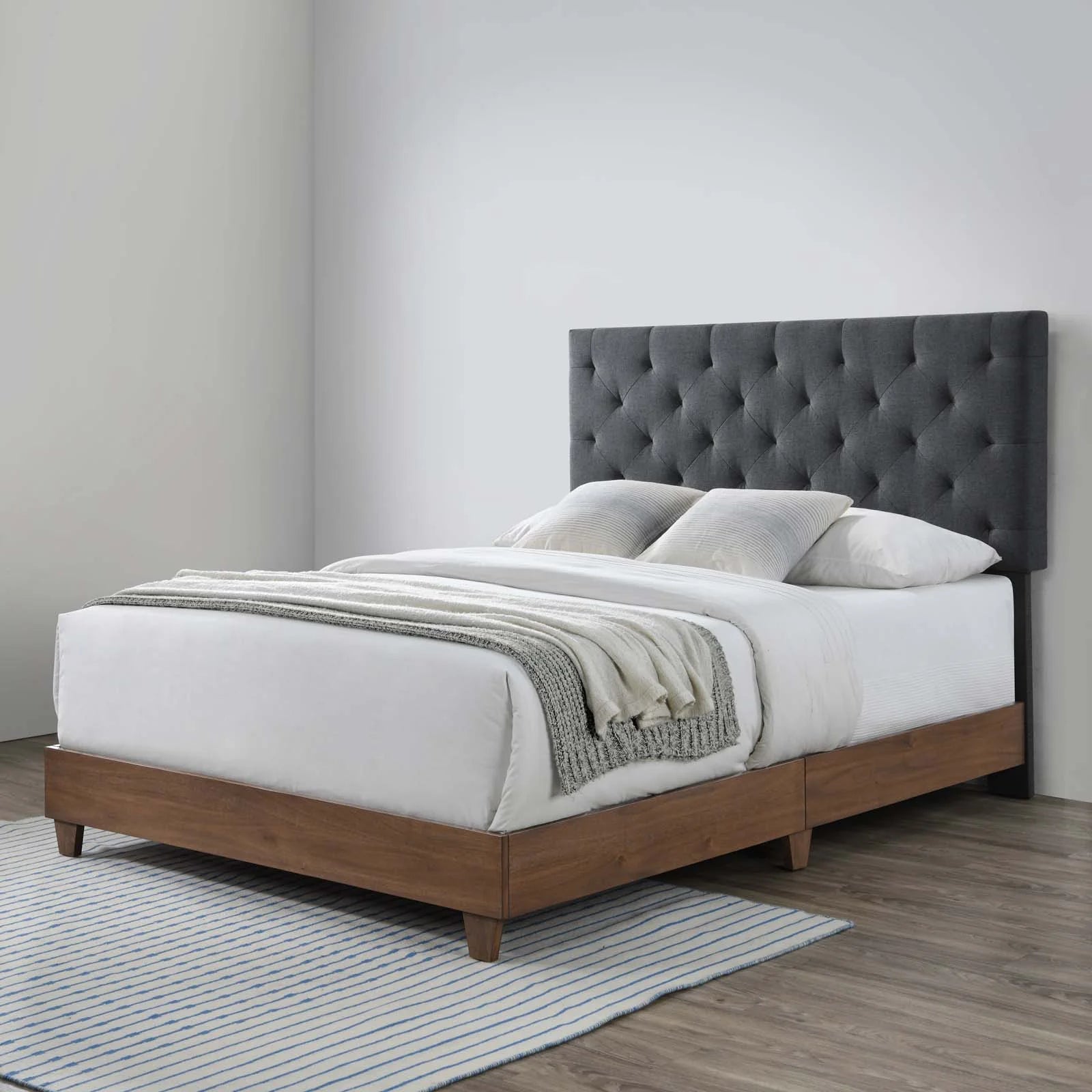 Rhiannon Diamond Tufted Upholstered Fabric Bed