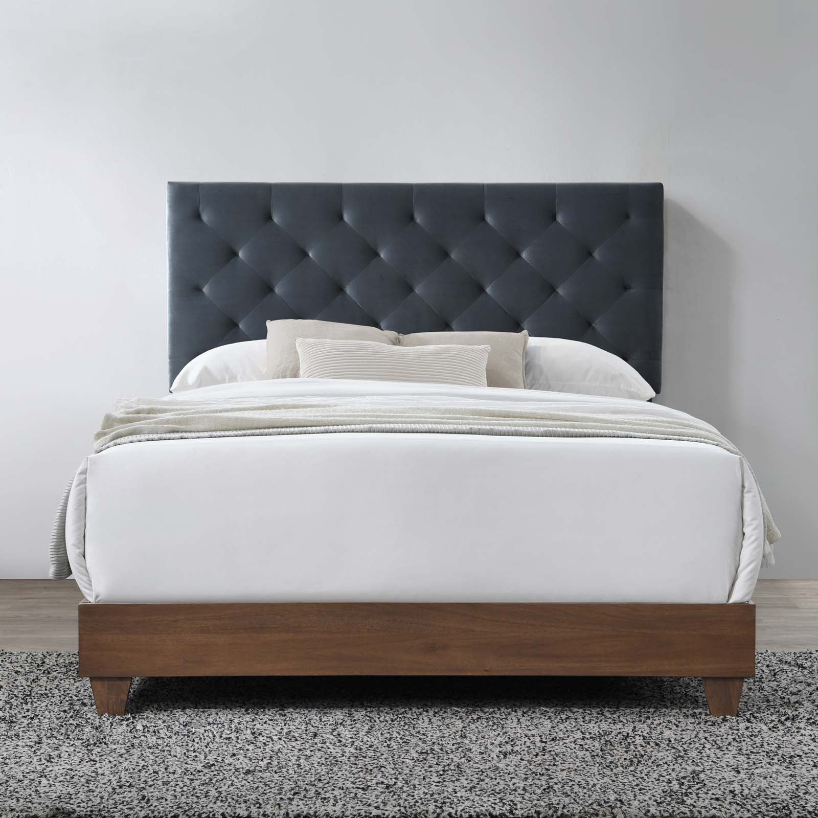 Rhiannon Diamond Tufted Upholstered Fabric Bed