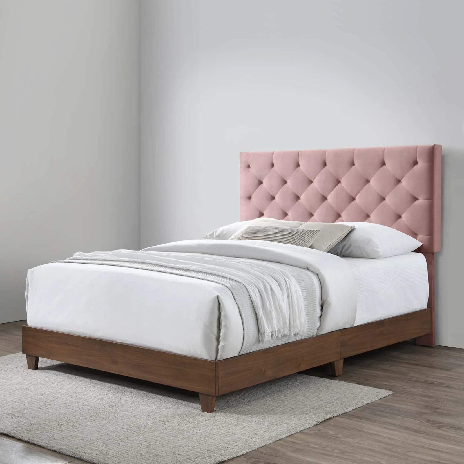 Rhiannon Diamond Tufted Upholstered Fabric Bed