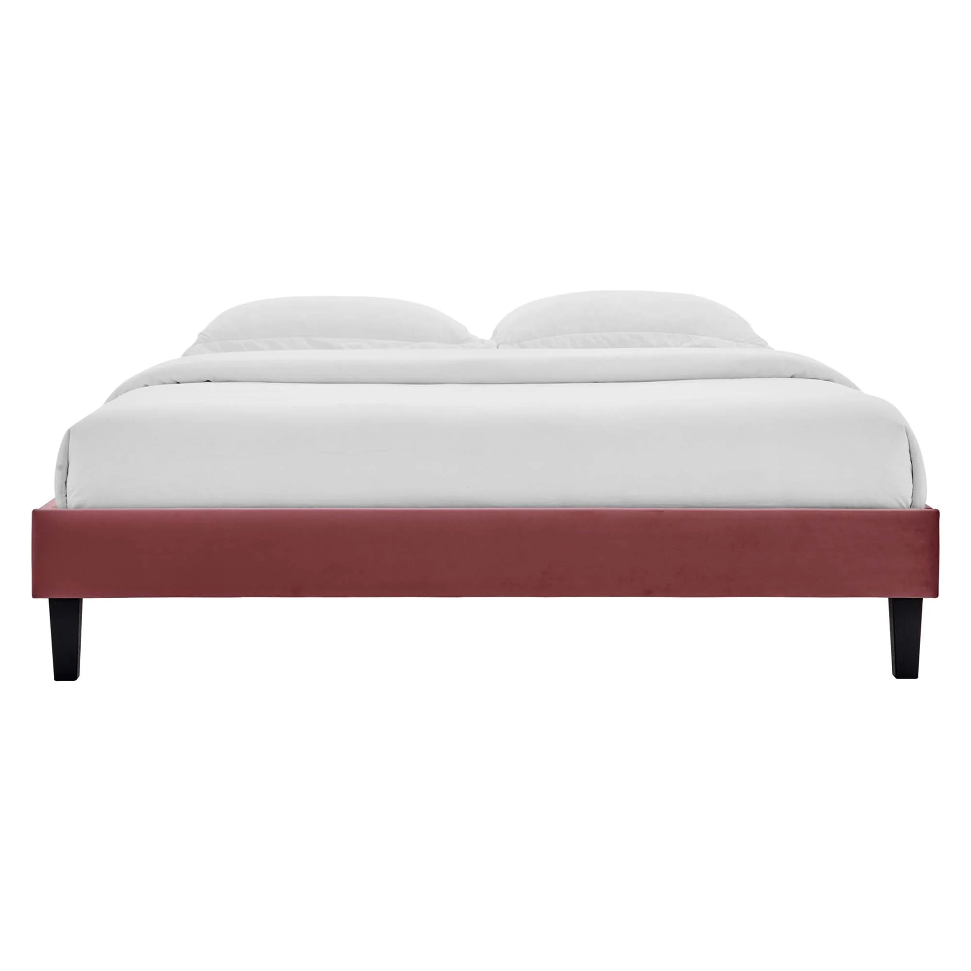 Roxanne Performance Velvet Platform Bed With Black Wood Legs